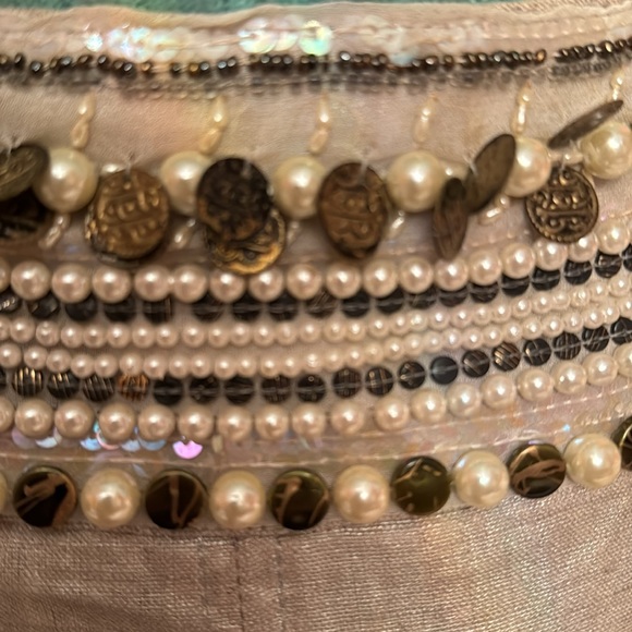 Gizia metallic linen embellished belt high low skirt EU 36 - Picture 8 of 15